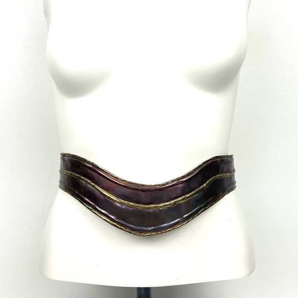 Vintage Handmade Brutalist Hammered Metal Copper Belt - Picture 11 of 16